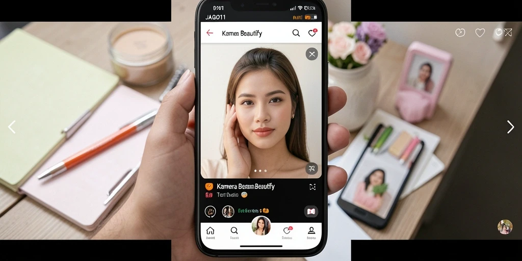 Tampilan antarmuka aplikasi JAGO11 dengan fitur Kamera Beautify yang menarik.