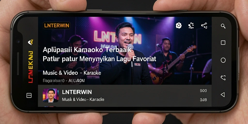 Screenshot LNTERWIN menunjukkan tampilan antarmuka karaoke yang ramah pengguna.