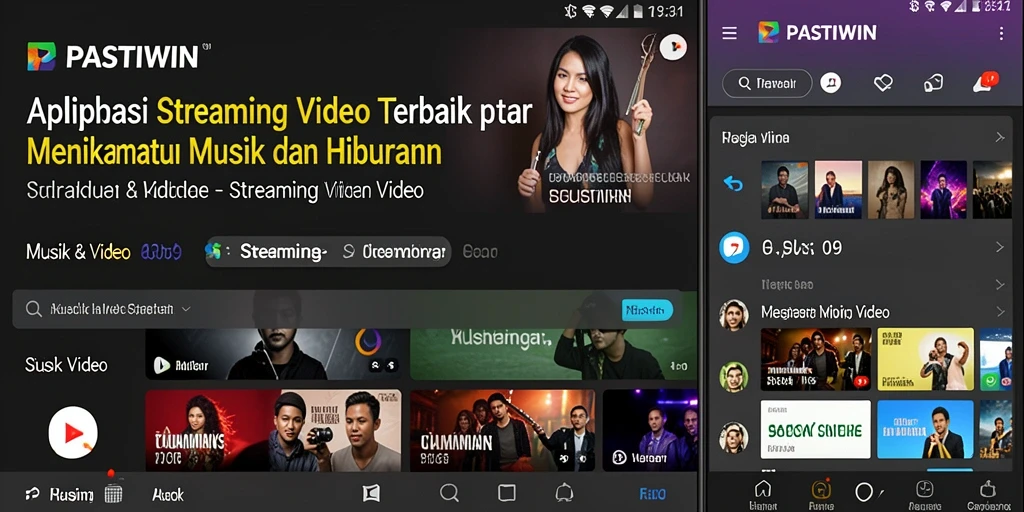 Antarmuka PASTIWIN yang menarik dengan fitur Streaming Video.